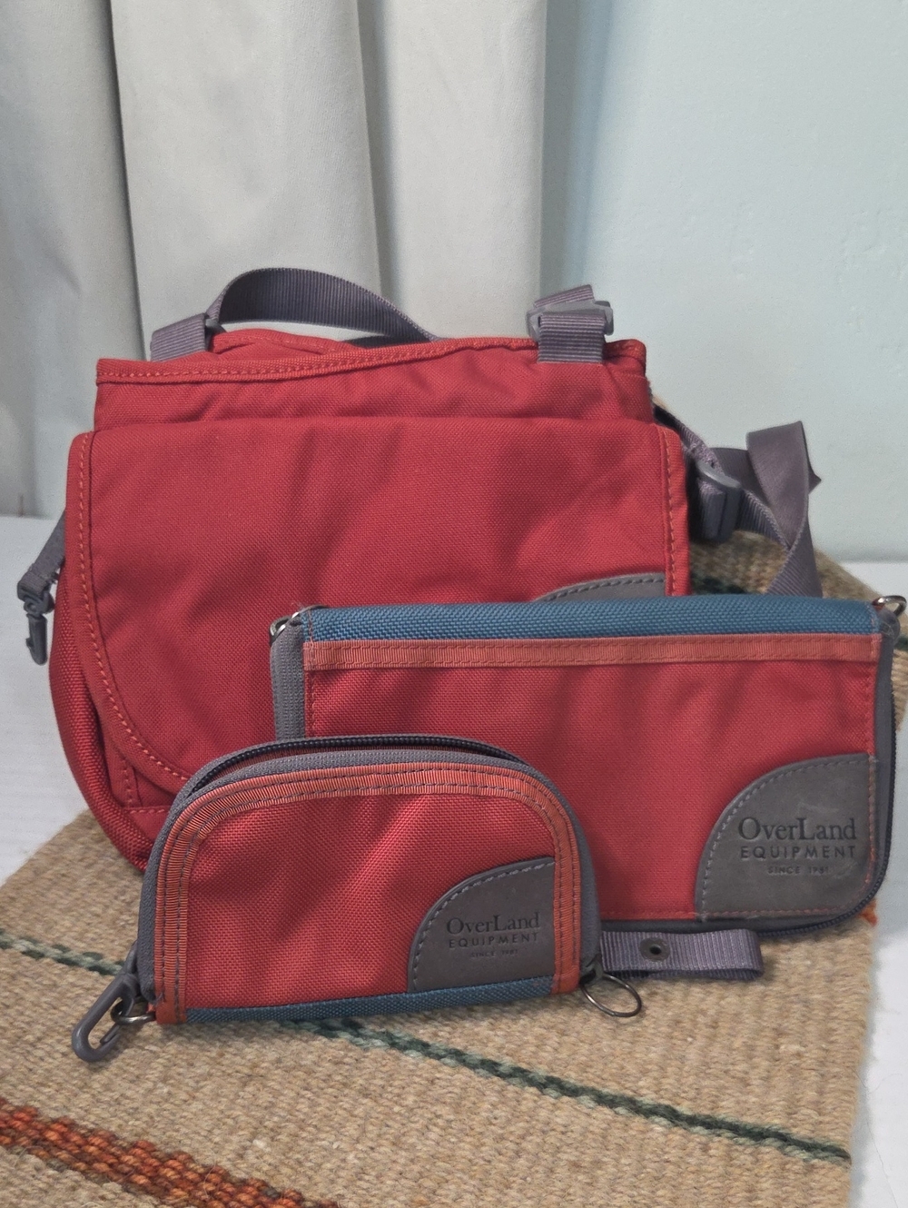 OverLand Equipment Placer Travel Bag Set in Red & Gray